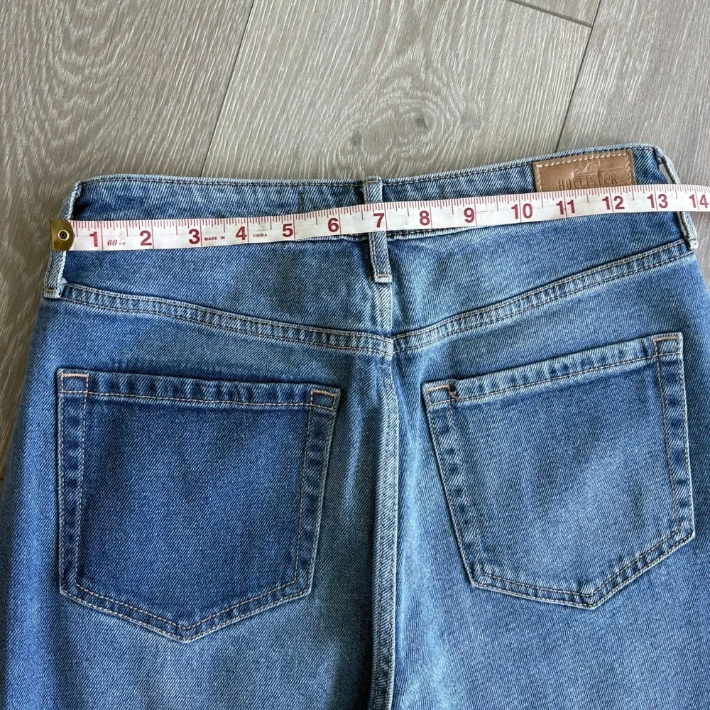 Hollister Womens Blue Denim Patchwork Ultra High-Rise Mom Jeans Size 5R (27x27)